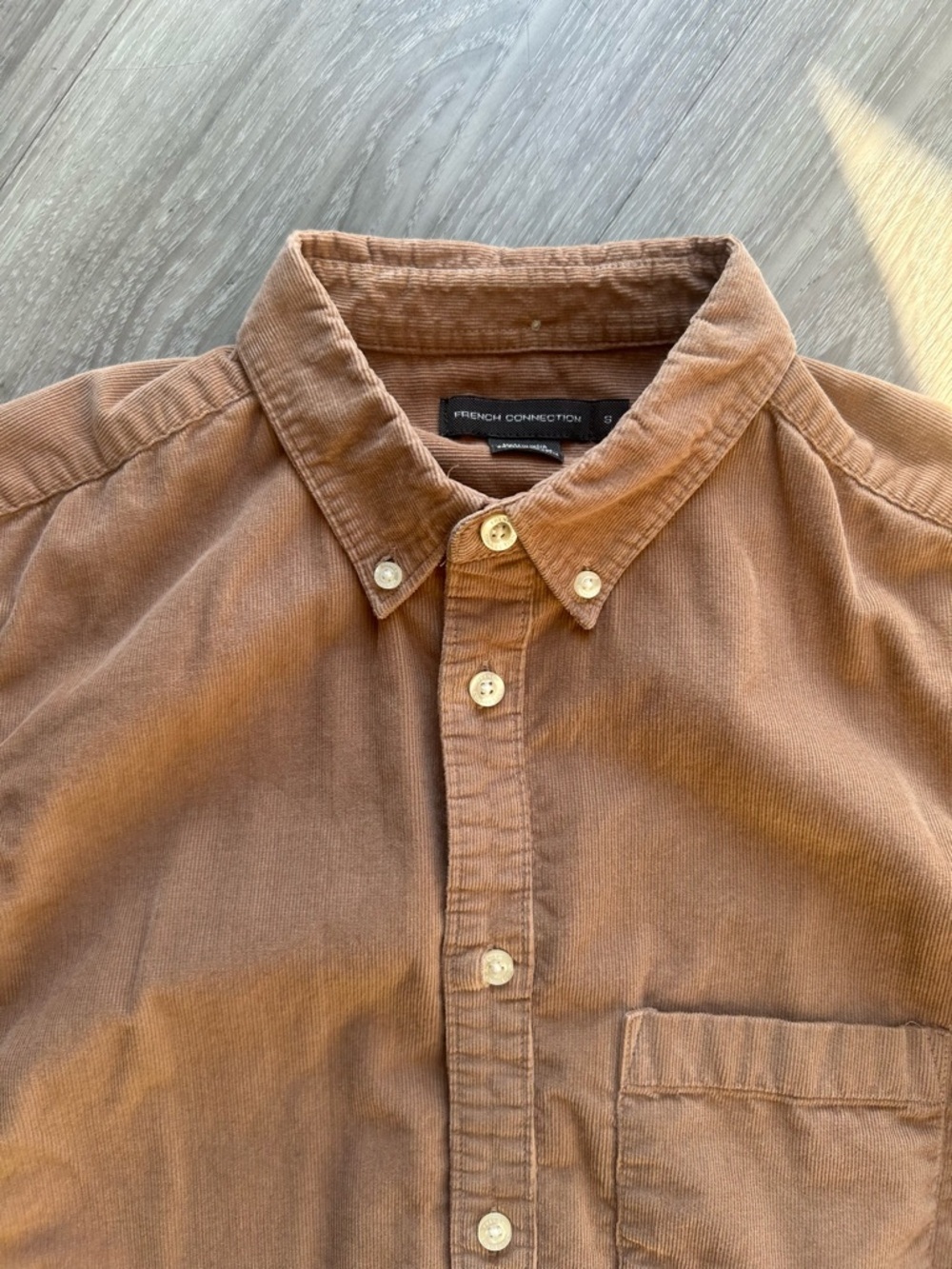 French Connection | Slim Fit Corduroy Shirt in Khaki Tan (Small) - Picture 7 of 15